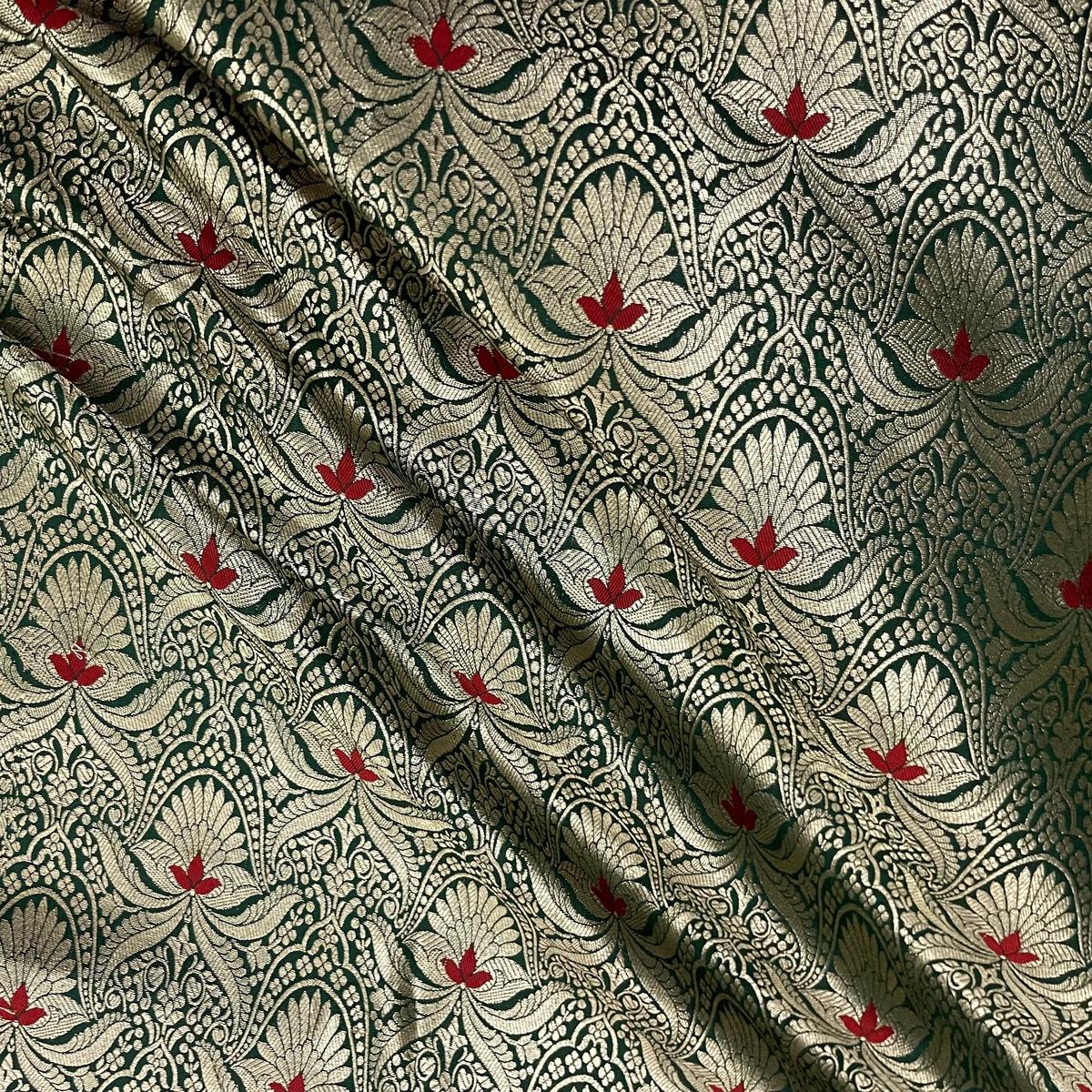 Brocade fabric Green Gold Jacquard Damask Fabric Dress Wedding Festival Clothing dress material Home Decor fabric by the yard meter -NFAF369