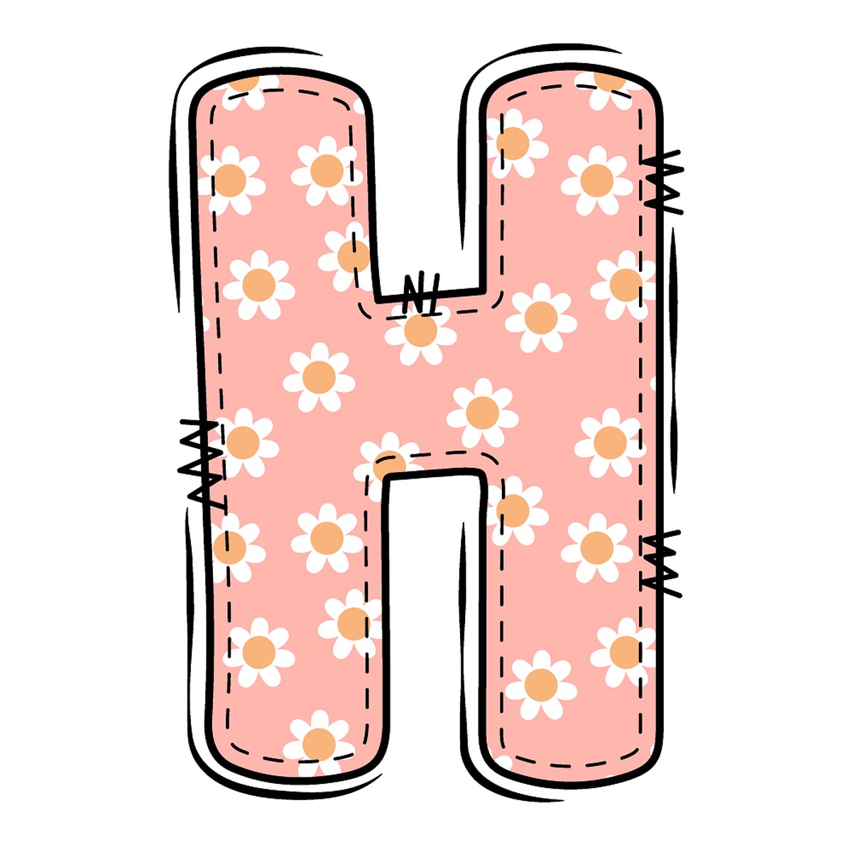 Groovy Doodle Flowers H Fabric Panel