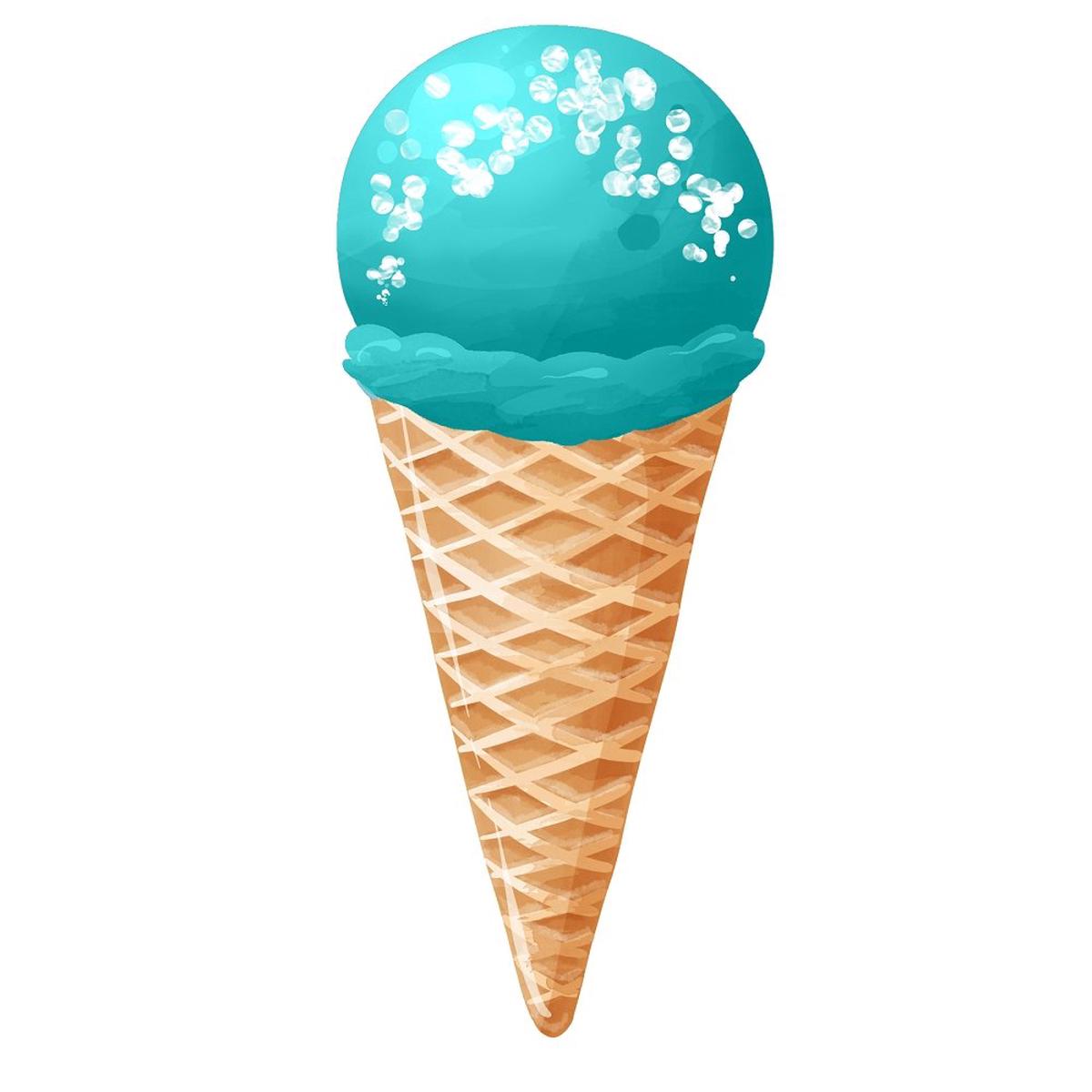 Ice Cream Cone with White Sprinkles Fabric Panel - Aqua