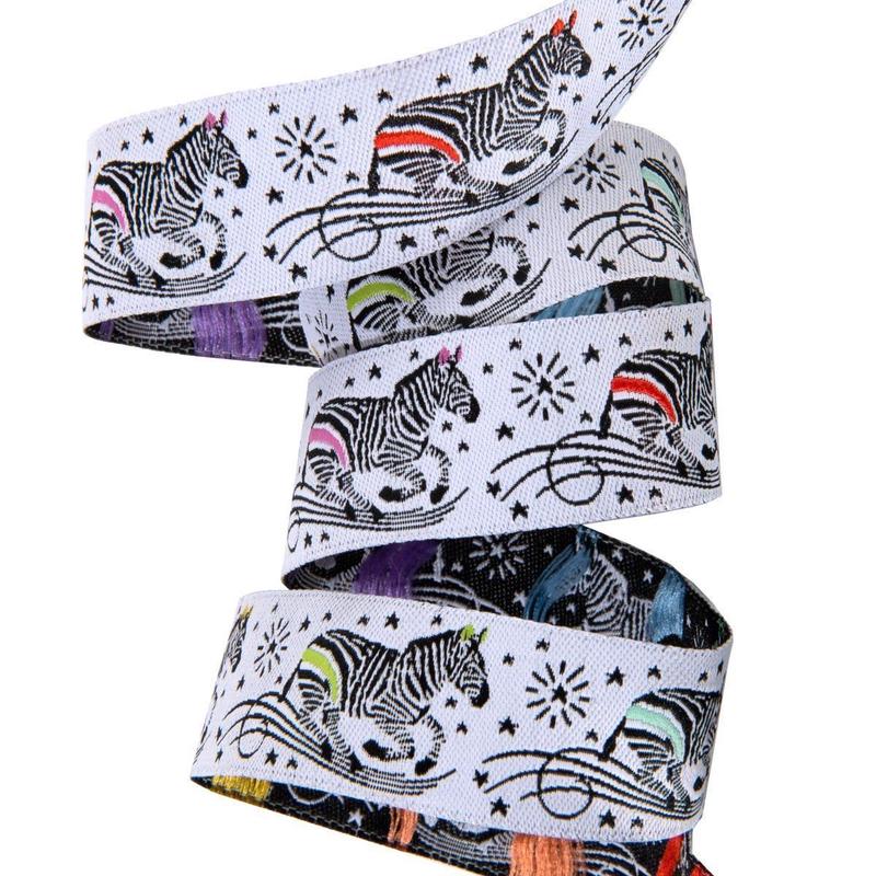 Tula Pink Linework Ribbon Collection 7/8" Zebra on lines TK 64/22mm col 1 Priced per yard Woven Ribbon