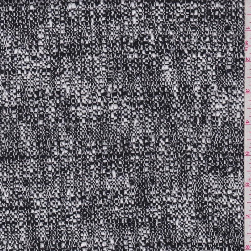 2 3/4 YD PC-Black/Alabaster Mottled Wool Blend Boucle Fabric