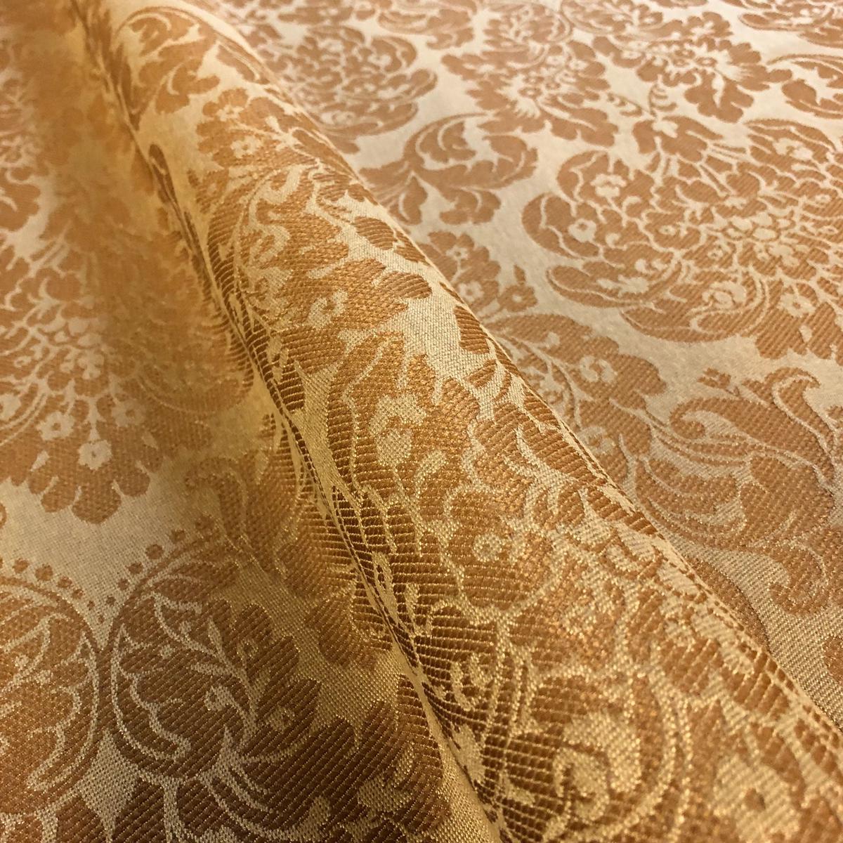 Gold Luxe Damask Jacquard Upholstery Fabric 54"