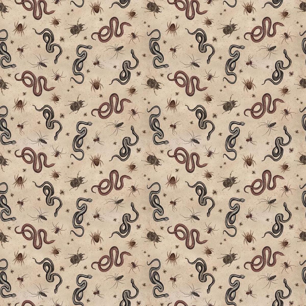 Gothic Halloween - Snakes & Bugs Khaki