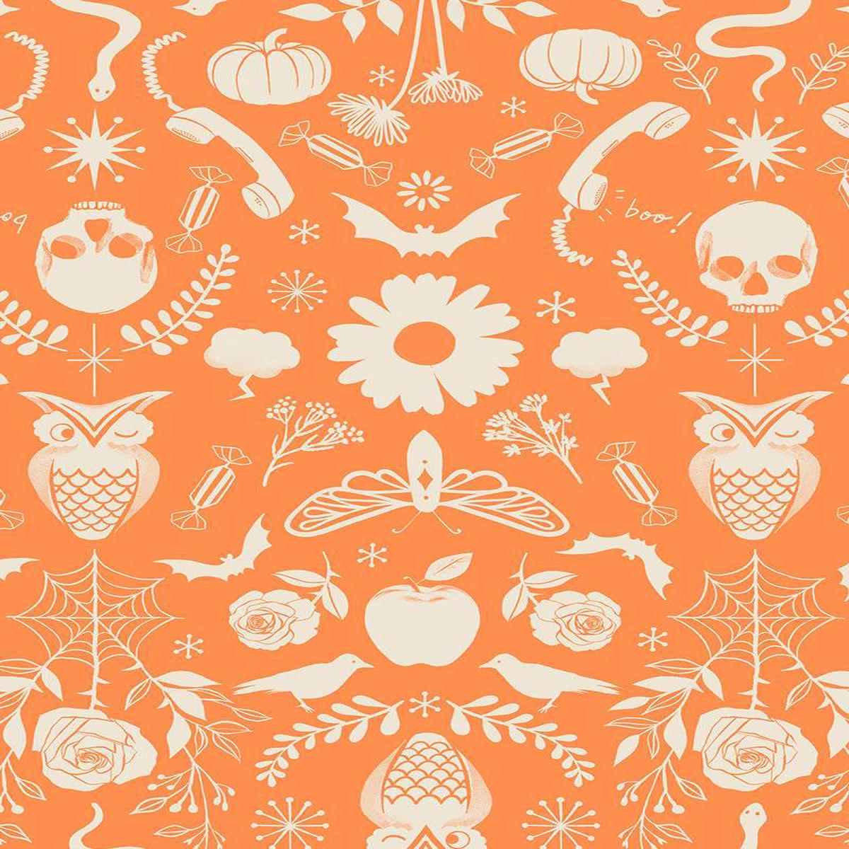Good Spirits Creepy Damask By Ruby Star Society For Moda Pumpkin