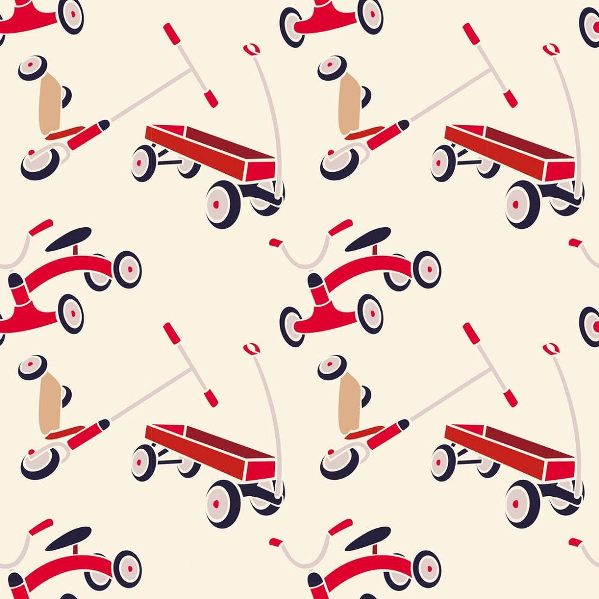 Red Wagon Fabric - Tan