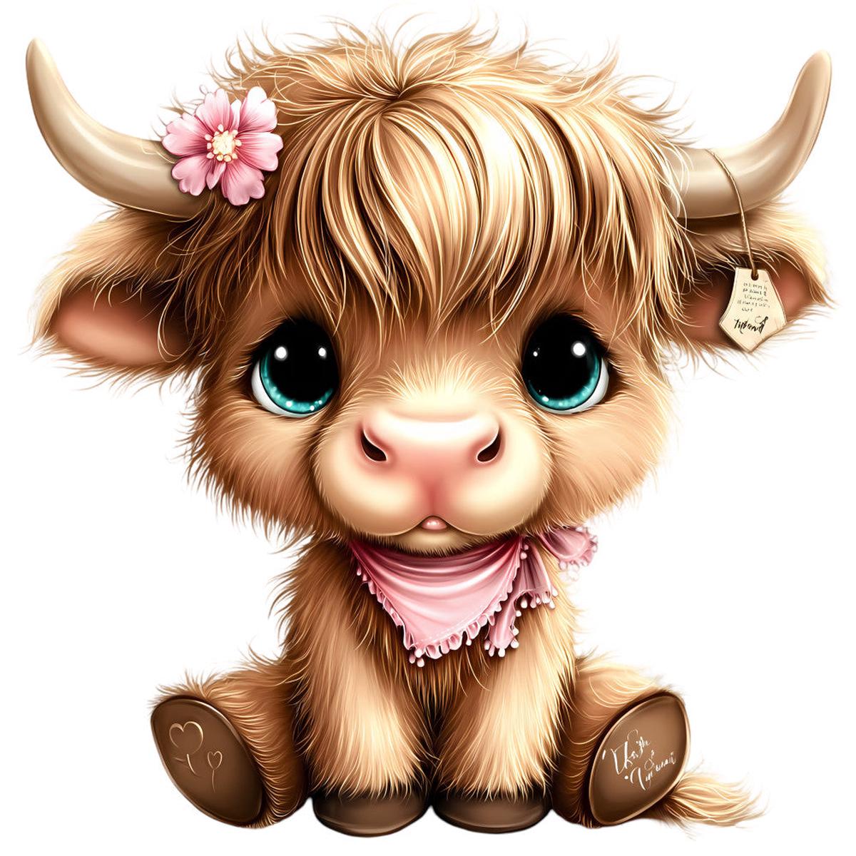Adorable Highland Cows Fabric Panel 60