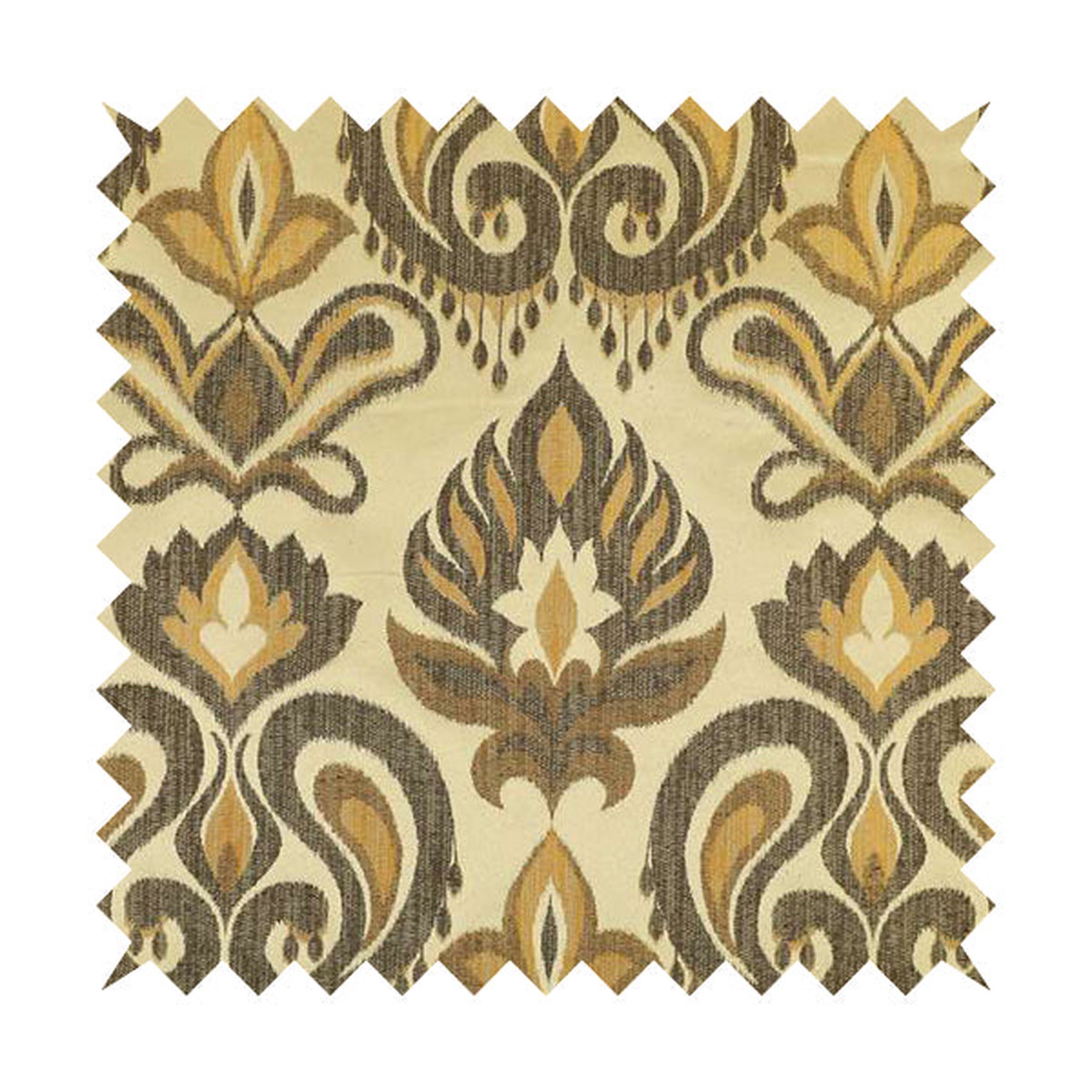 Menuett Floral Damask Pattern Upholstery Curtain Furnishing Fabric In Cream Brown CTR-643