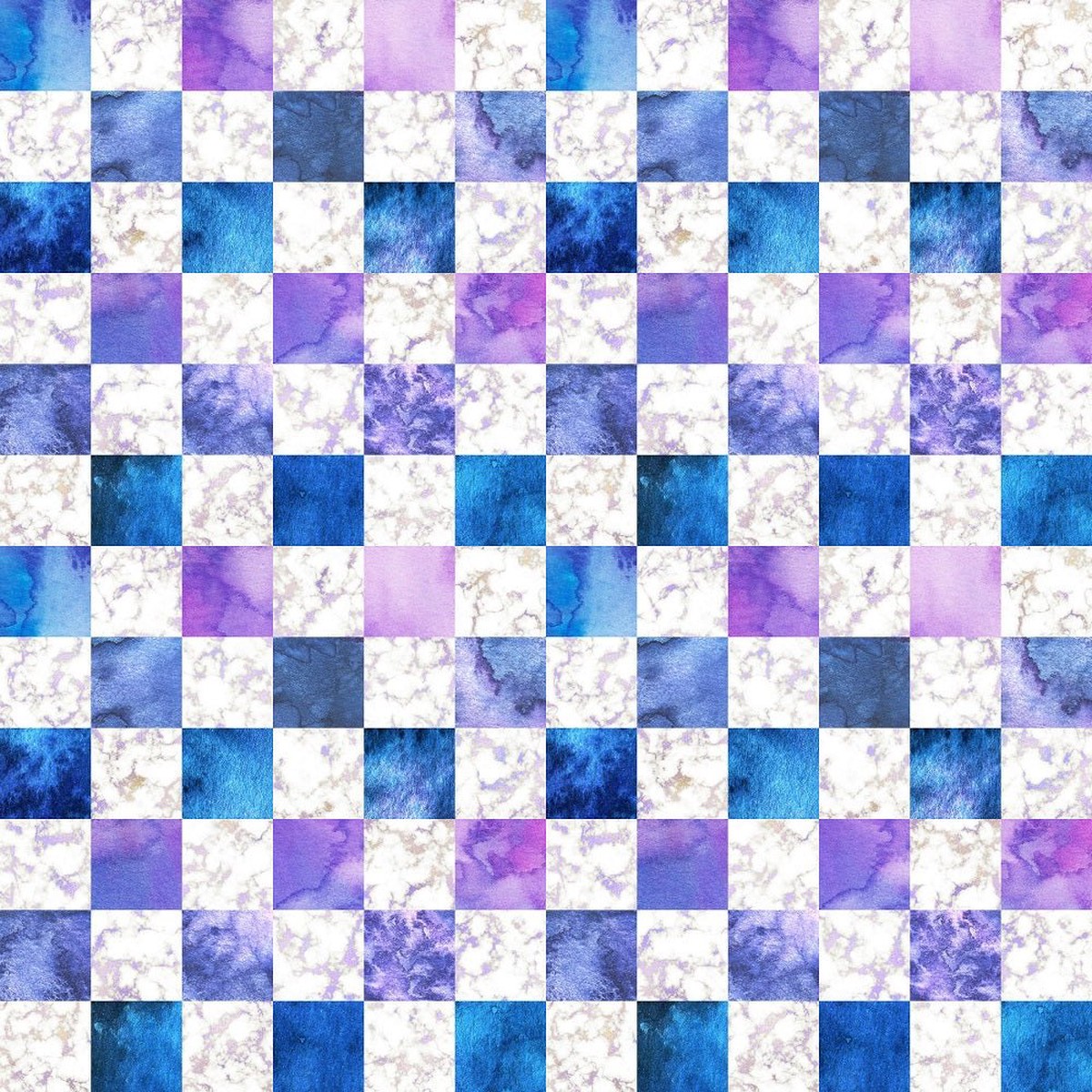 Shapes and Shades of Purple Squares Fabric