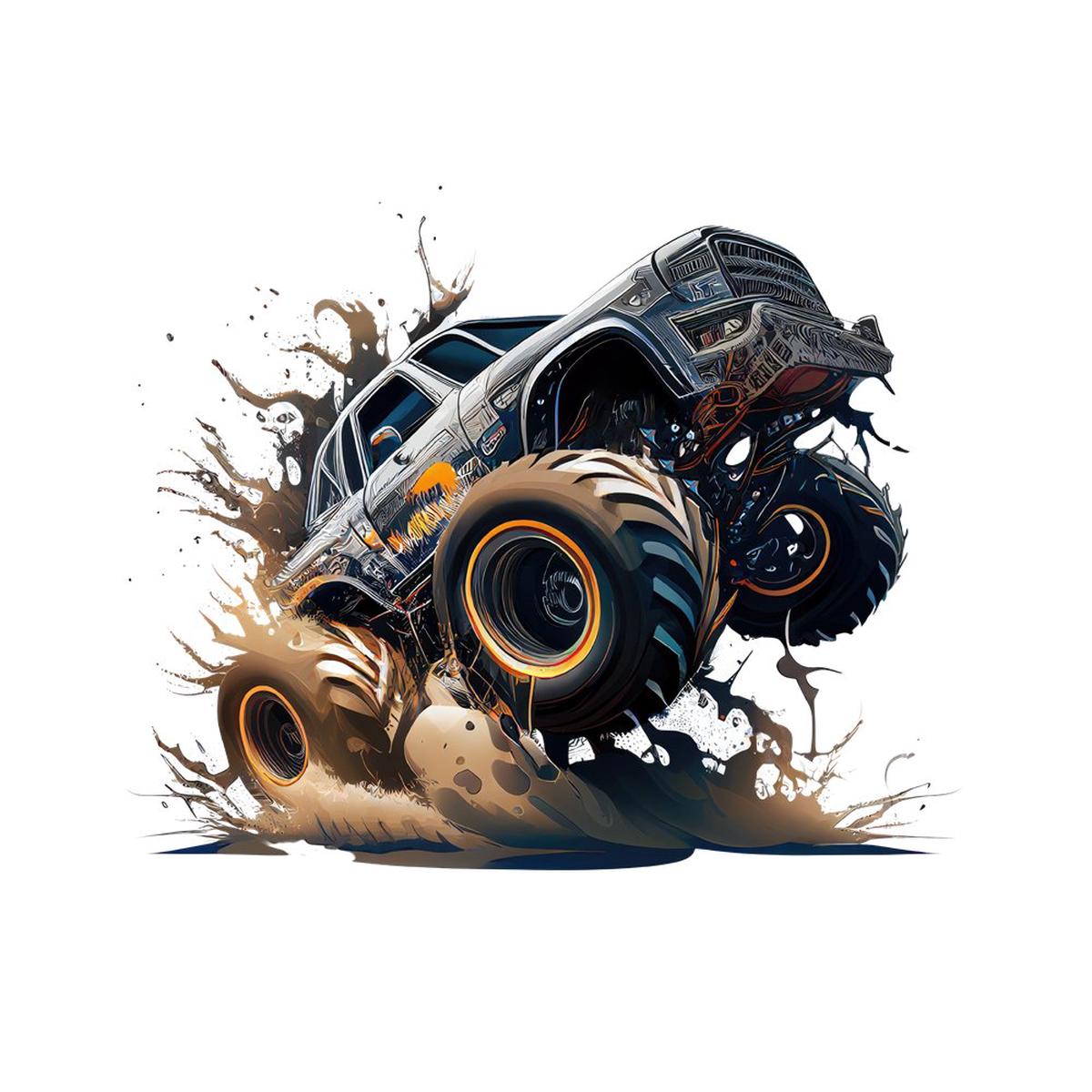 Cool Monster Trucks 6 Fabric Panel