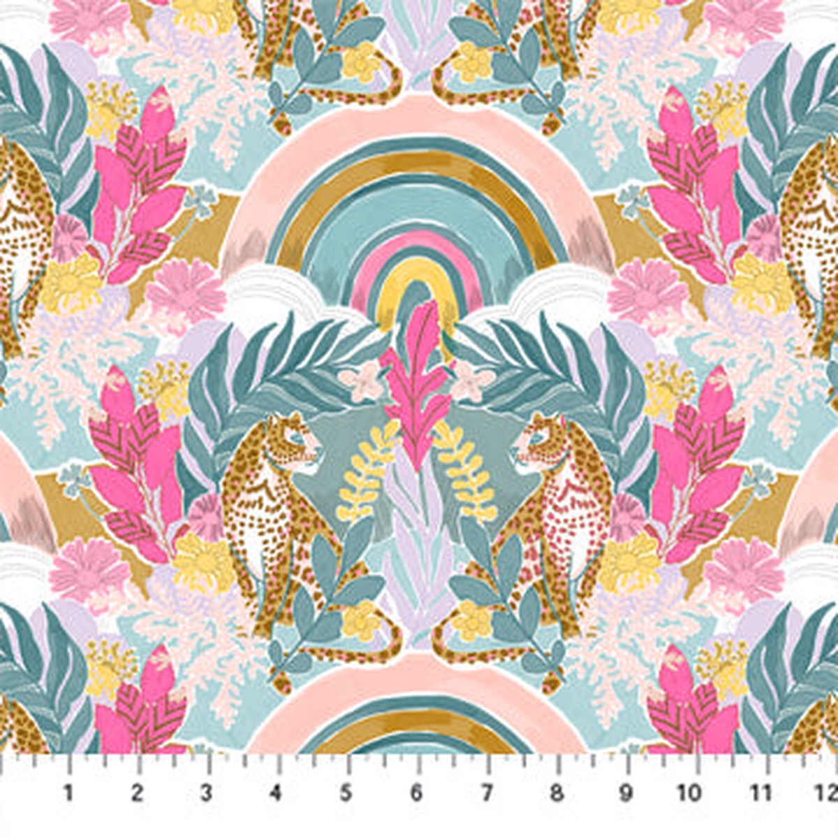 Dreamscape by Josephine Kimberling for Figo Fabrics: Leopard Daydream - Teal Multi