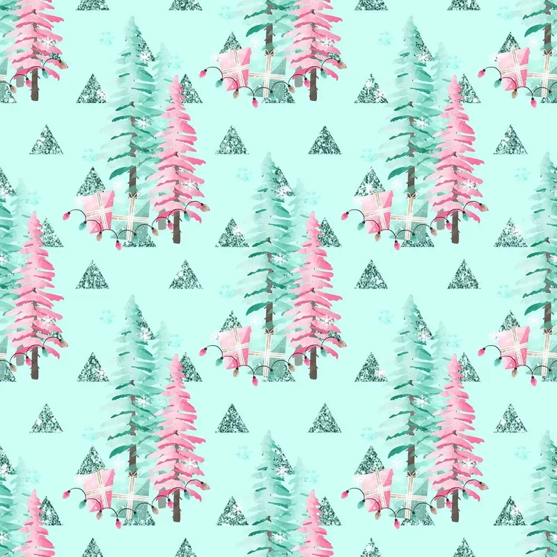 Peppermint Christmas Trees Fabric - Green