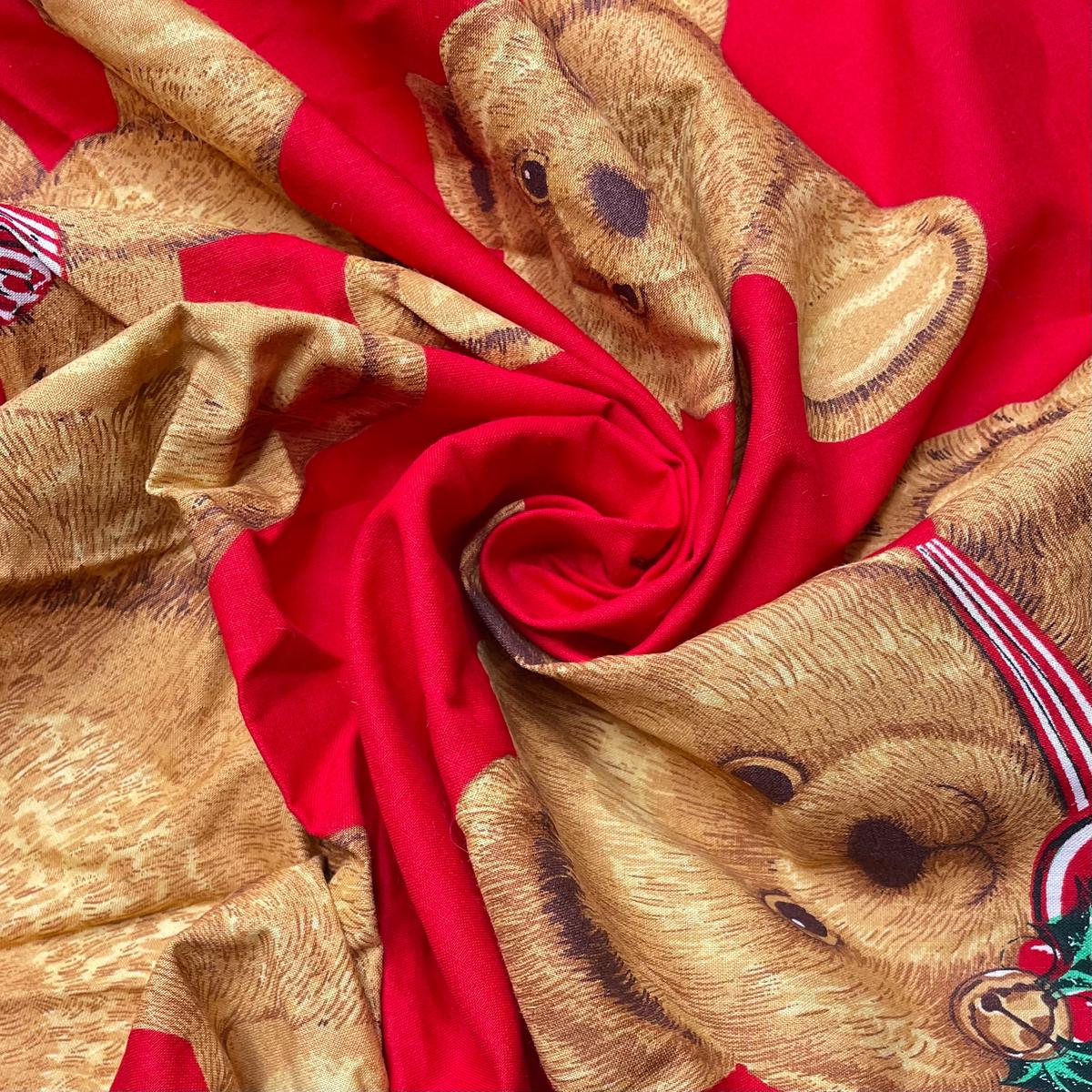 Christmas Bears - Vintage Cotton Woven - Red Multi Bears - 0.9M Bundle