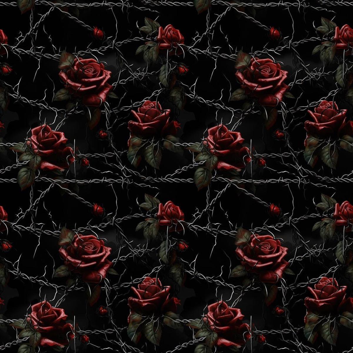 Red Roses Chains Vines Fabric