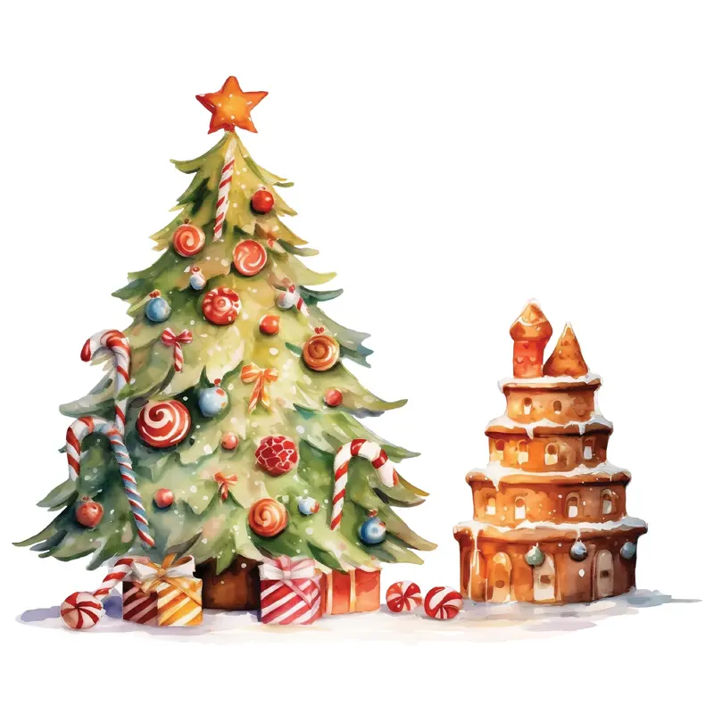 Whimsical Christmas Tree #4 Fabric Panel