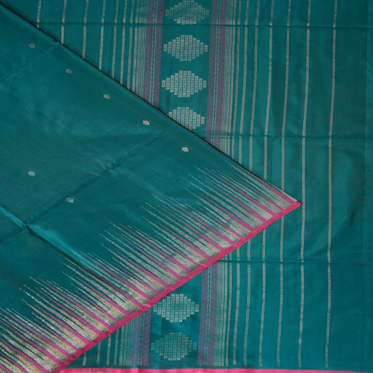 Coimbatore Silk Butta Teal Blue Saree