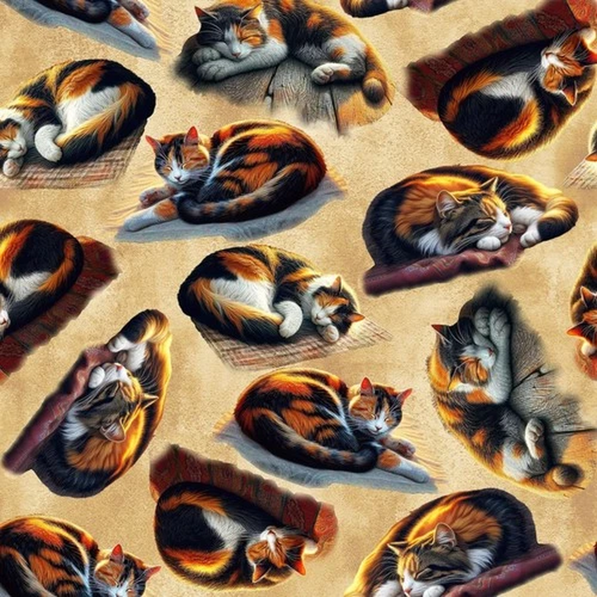 Feline Drive Fabric HOMESTEAD HERITAGE Purring Cat - Fat Quarter (18"x22") FQ