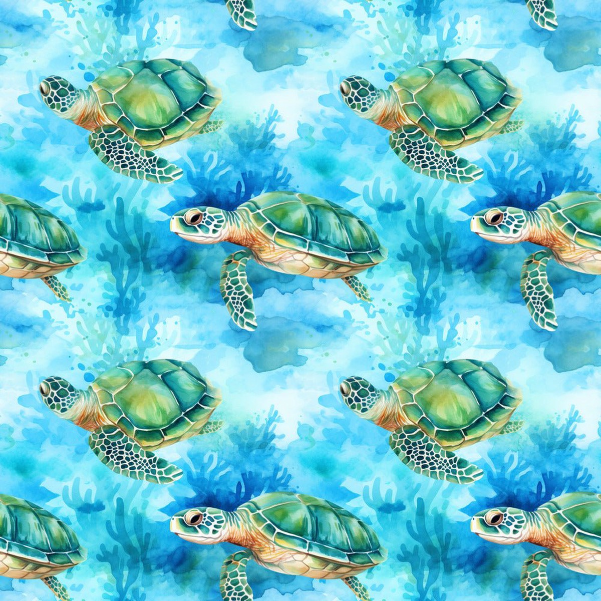 Swimming Sea Turtles Pattern 5 Fabric