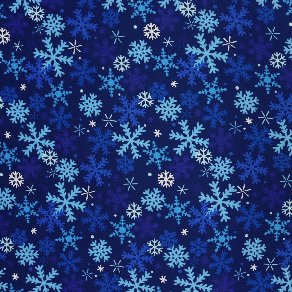 Winter Wonders Flannel Fabric Collection - Winter Snowflakes Navy