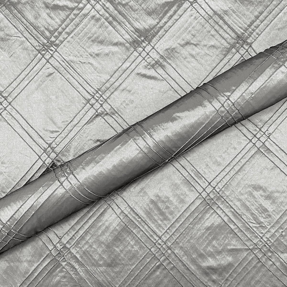 Pintuck Charcoal Faux Silk Upholstery Fabric 54"