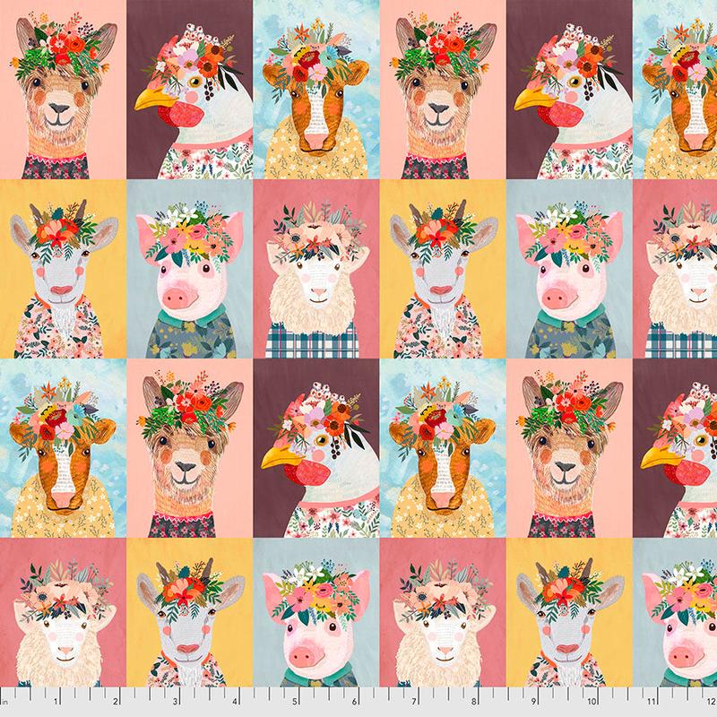 Farm Friends by Mia Chavro 23.5" Panel Block Cut Repeat Animals PWMC006.XMULTI Cotton Woven Panel