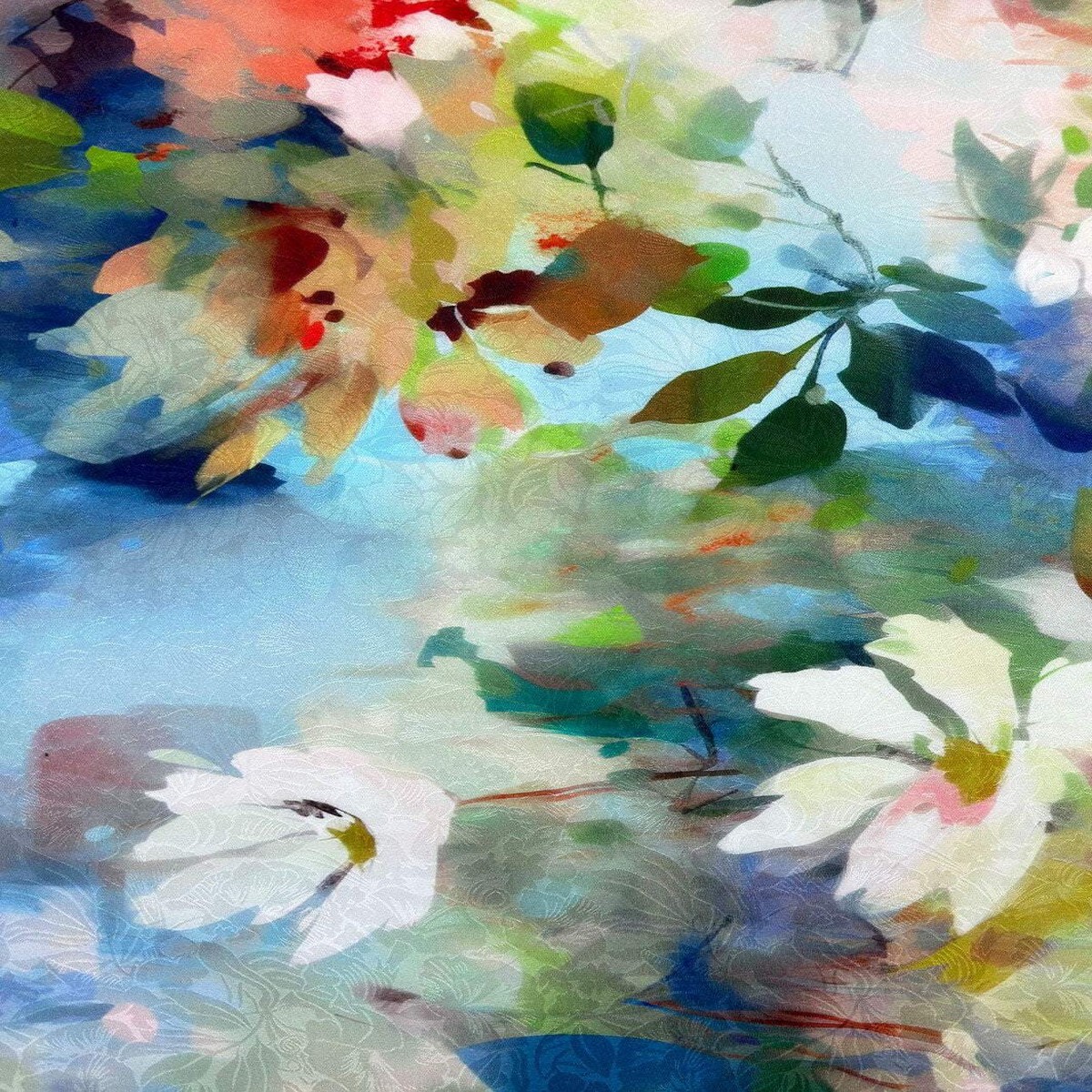 Floral Silk Blend Jacquard Blue / Multi