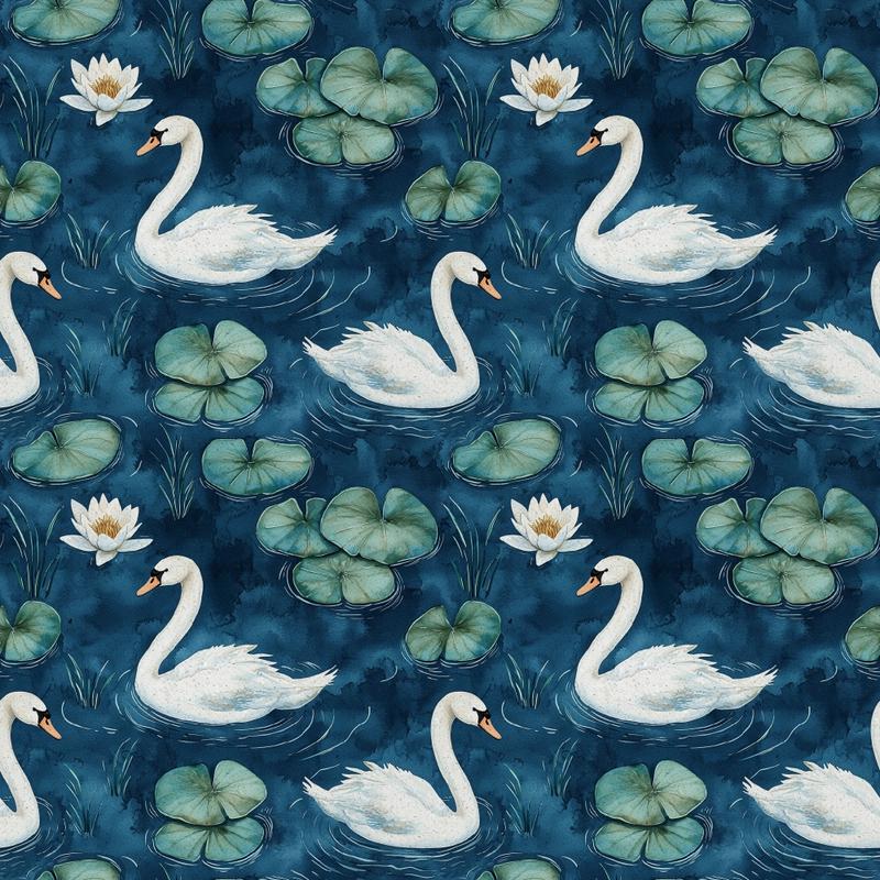 Swan in the Pond Pattern 16 Quilting Cotton Fabric