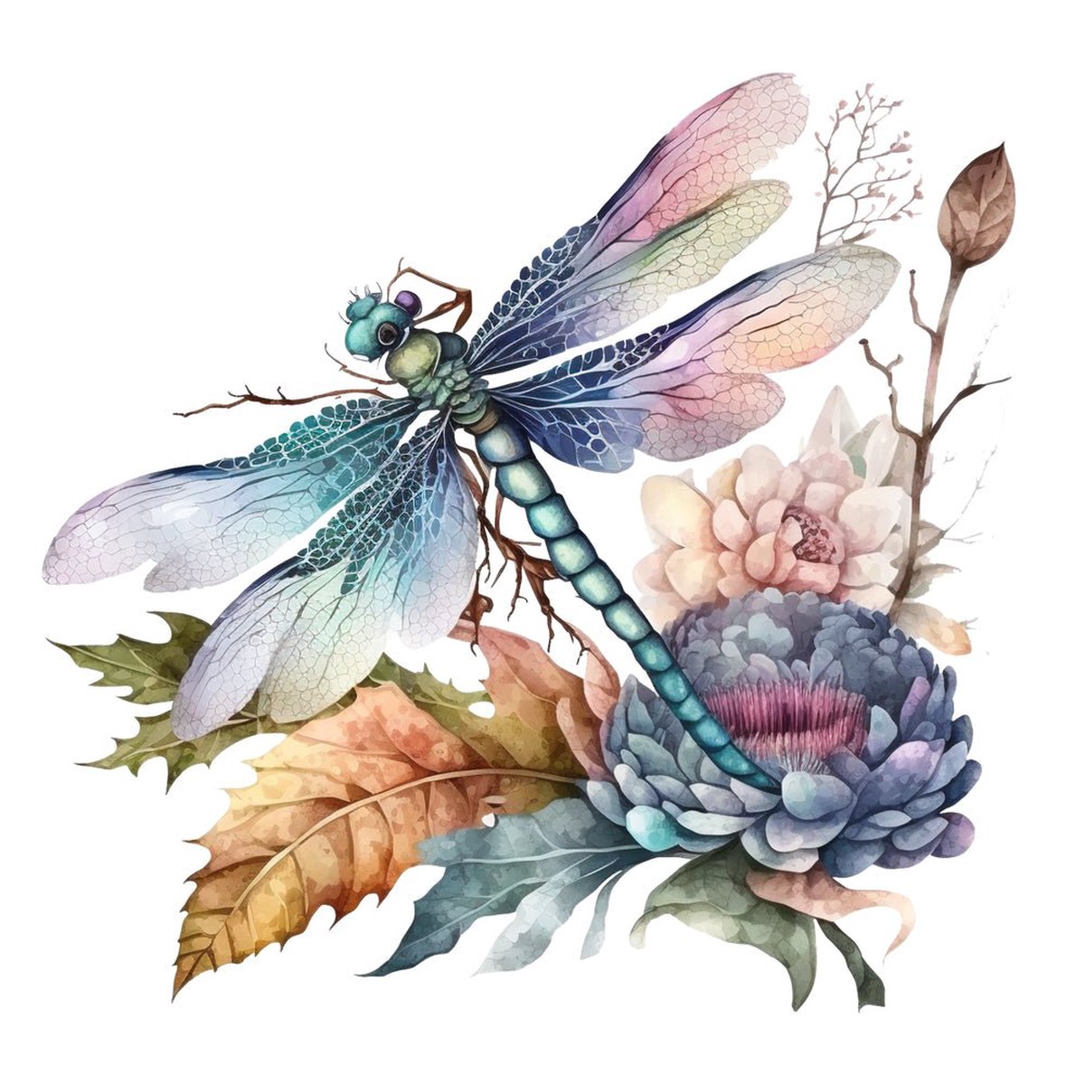 Beautiful Dragonfly Scene 10 Fabric Panel