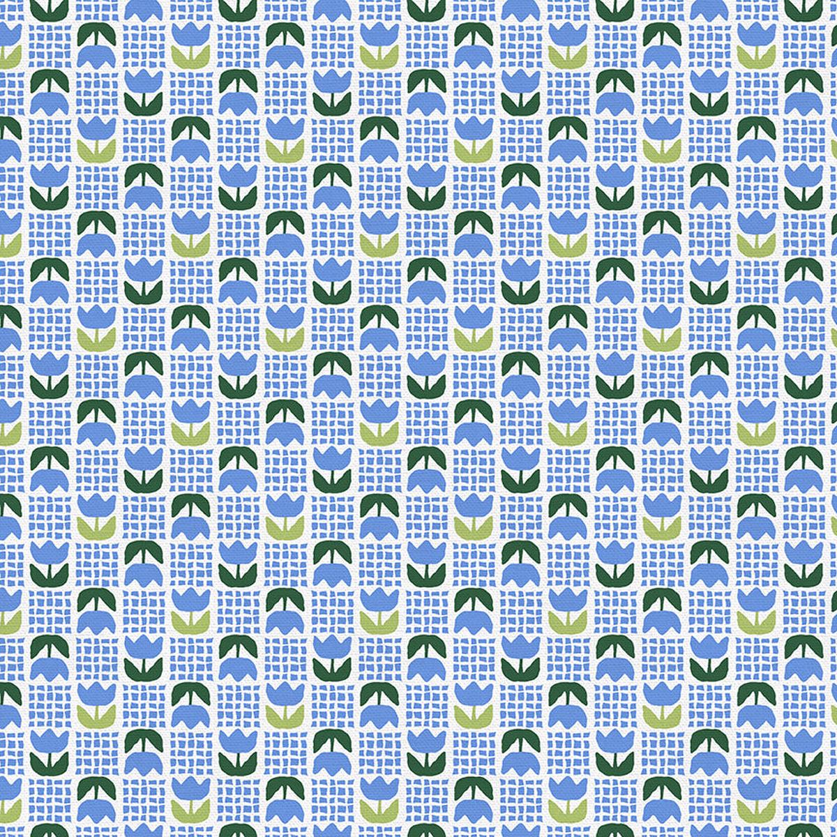 Tulip Grid - Blue - Double Gauze - 15 Yard