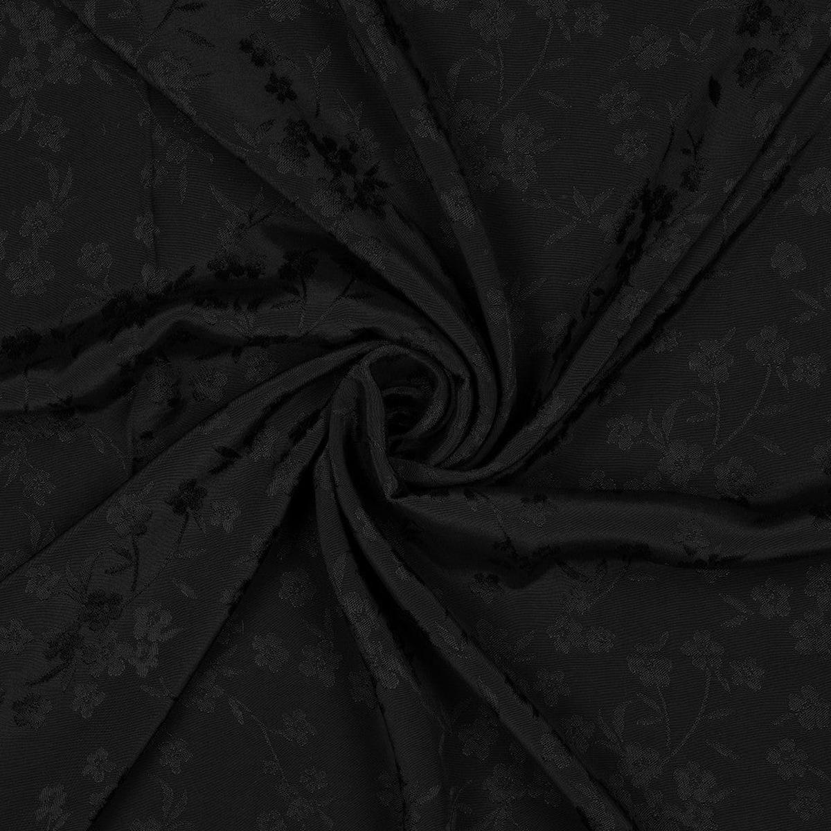 Viscose jacquard "flower" black (Price for 10cm)