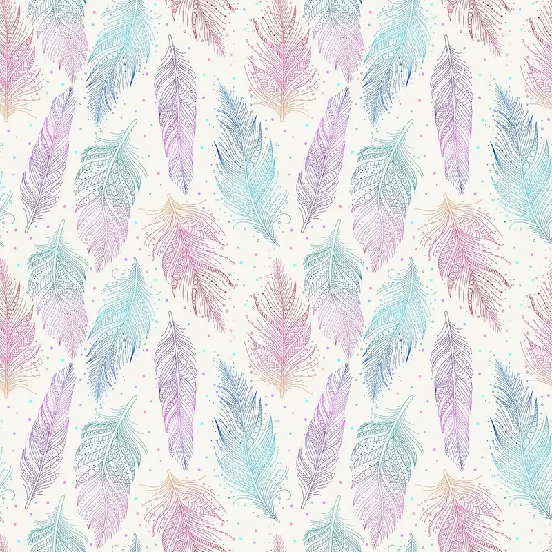 Vibrant Watercolor Feather Fabric - Multi