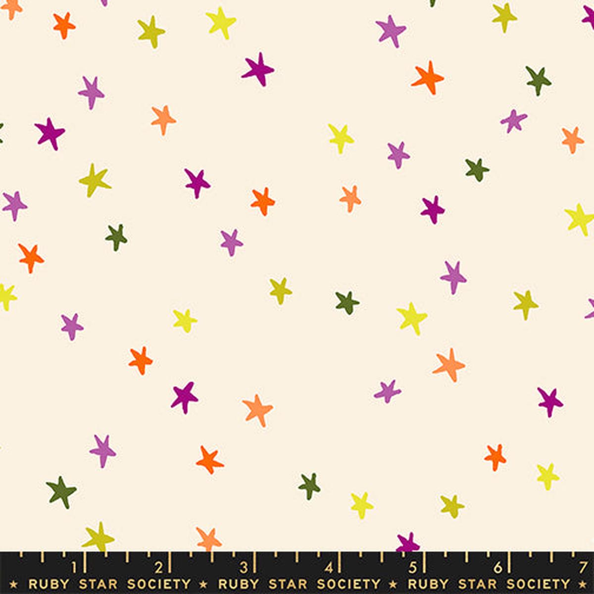Freaky Familiars Starry Spooky Natural Fabric by Ruby Star Society