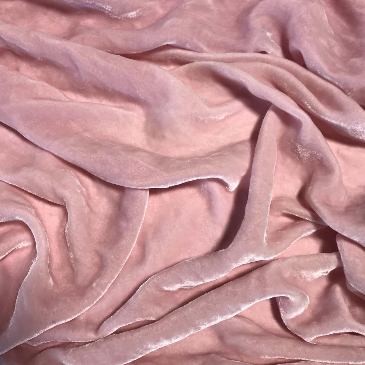 Lamb's Ear (Pale Pink) - Hand Dyed Silk Velvet - 1/2 Yard x 45"