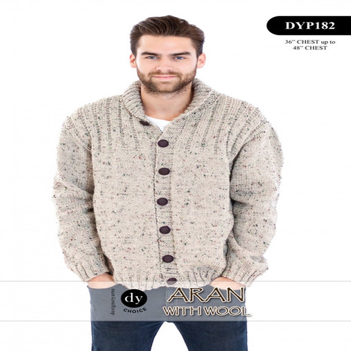 Men's Cardigan in DY Choice Aran w/Wool (DYP182)