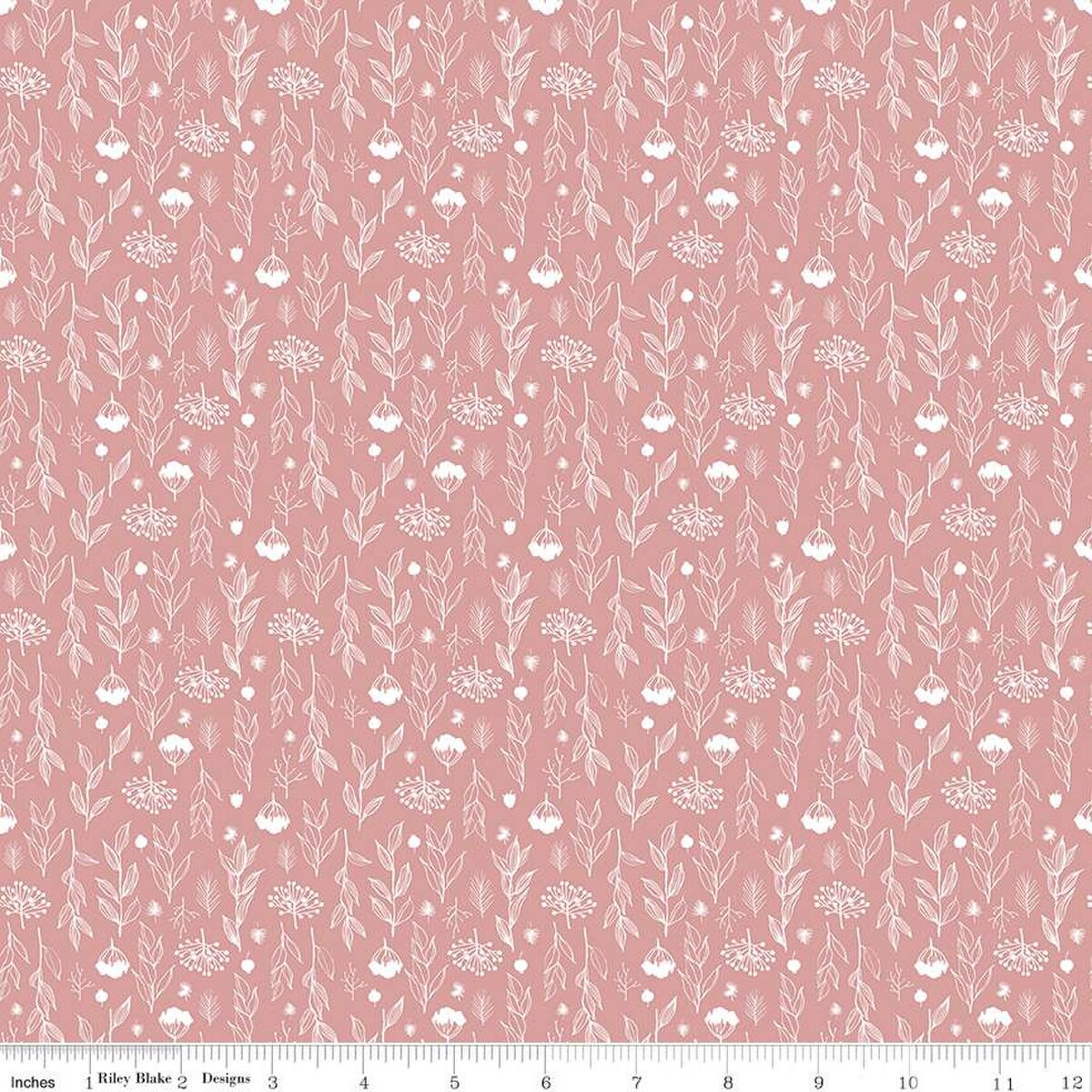 Fabric Riley Blake Pink Floral Silhouette Evening on the Prairie by the Quarter Yard C16748-PINK