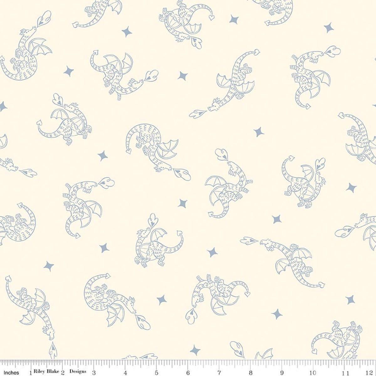 Faraway Kingdom Dragon Flight Sand Cream Dragon Fabric - C17432 - Riley Blake Quilting Cotton Fabric