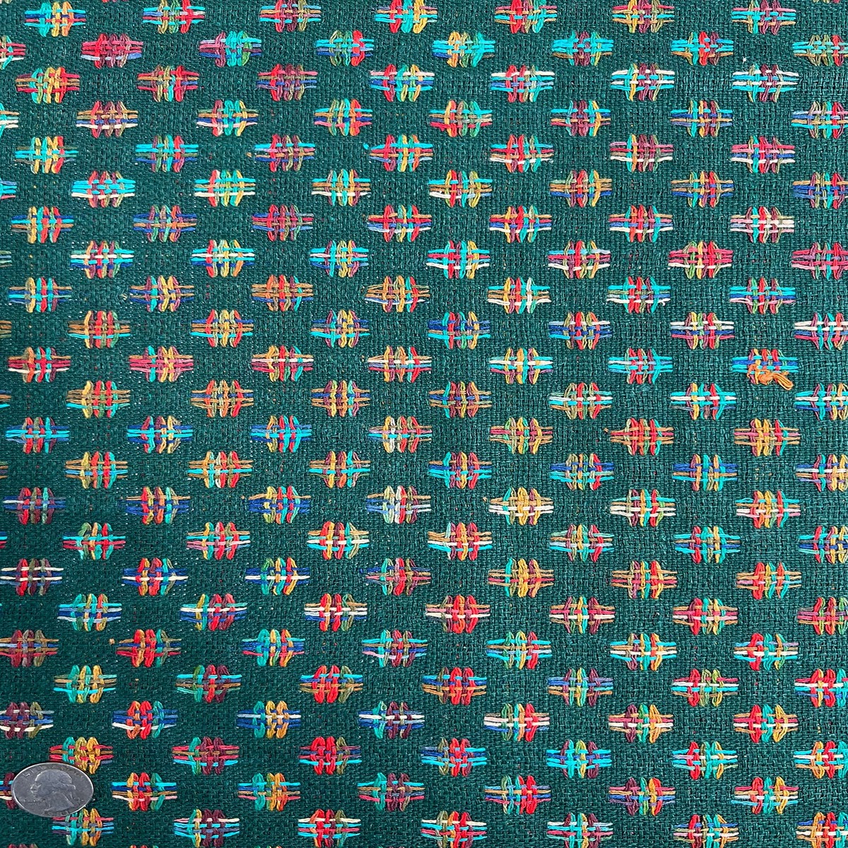 Green Multicolor Silk Tweed Fabric