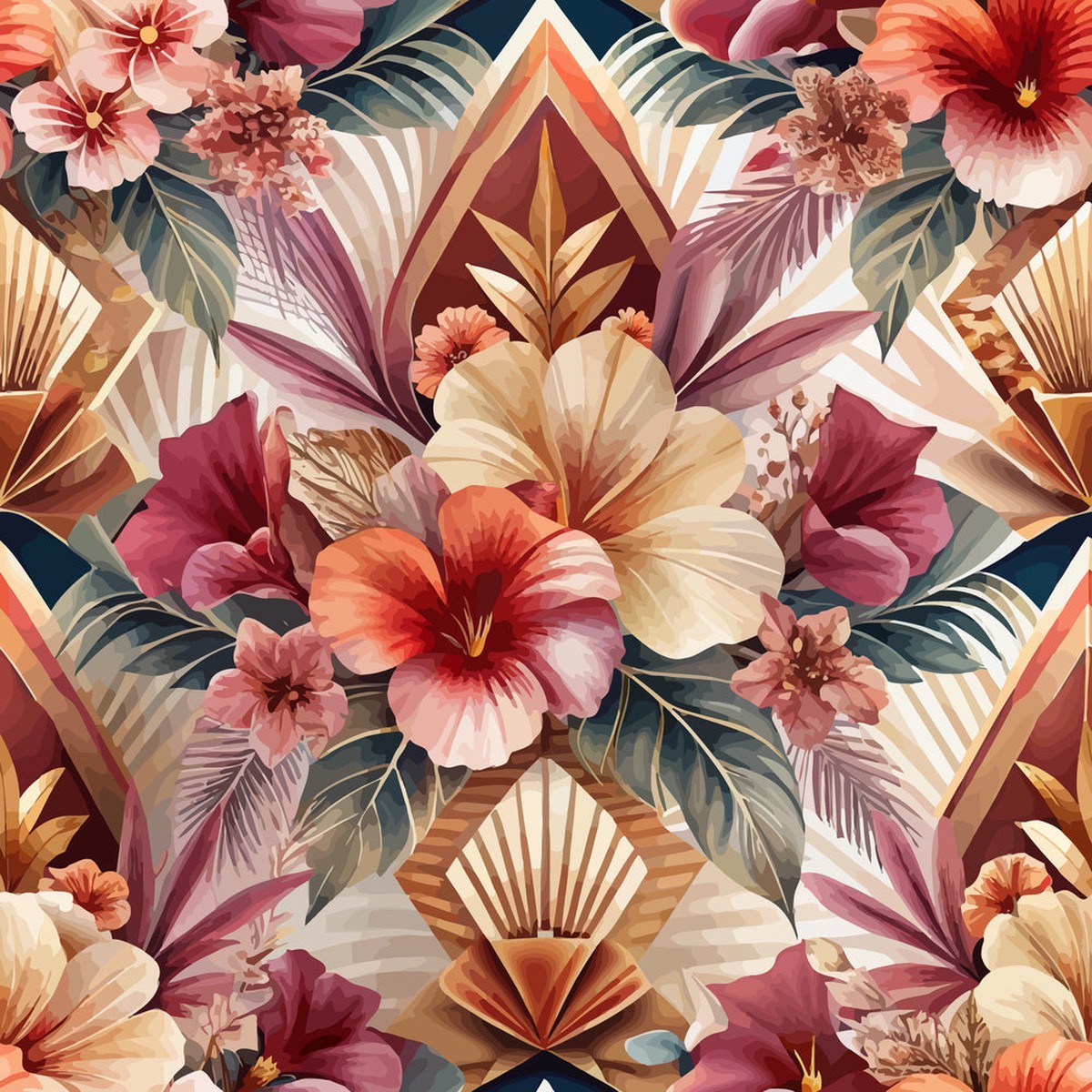 Art Deco Florals Pattern 78 Quilting Cotton Fabric