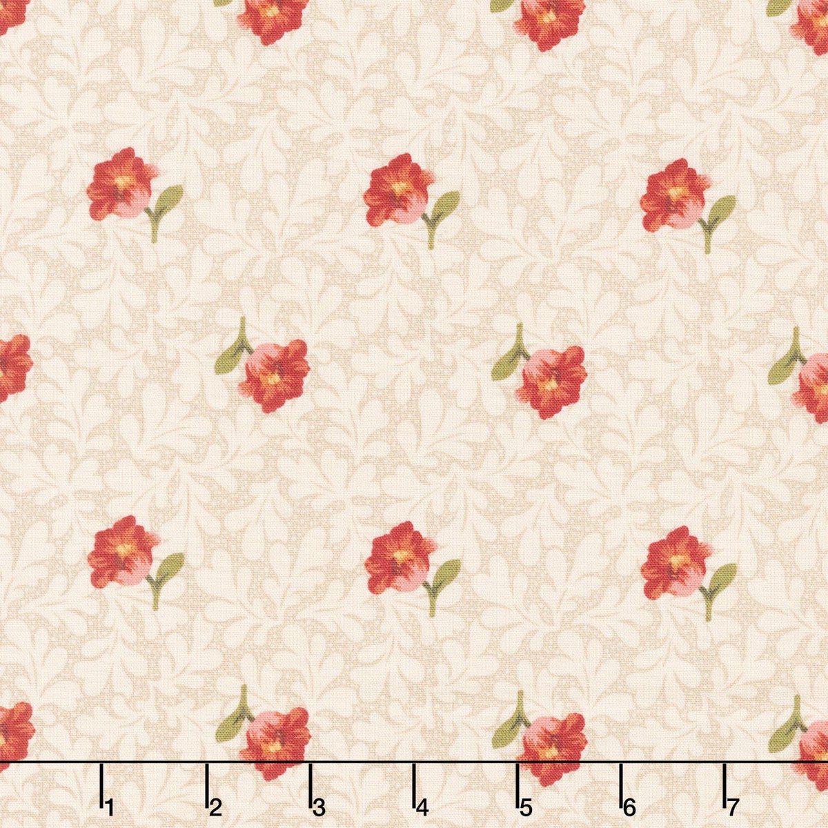 Laundry Line - Buttercup Cream Red Yardage