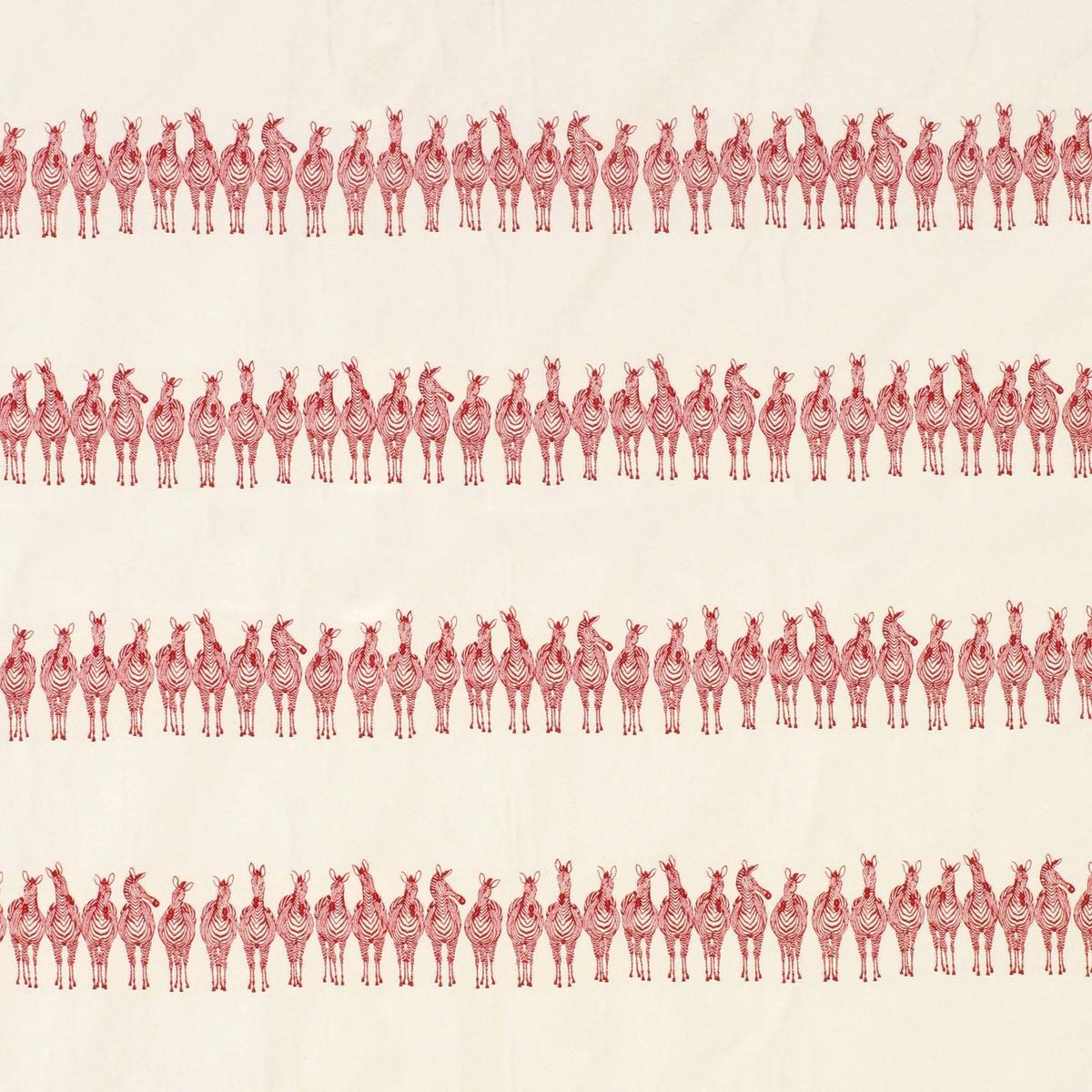 SCALAMANDRE ZEBRAS ON PARADE FABRIC RED - PZ 00028691 NEW SKU # PZ86910002