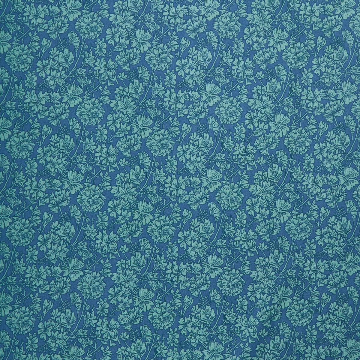 Cottage Flowers - Mallow Navy/Green Yardage