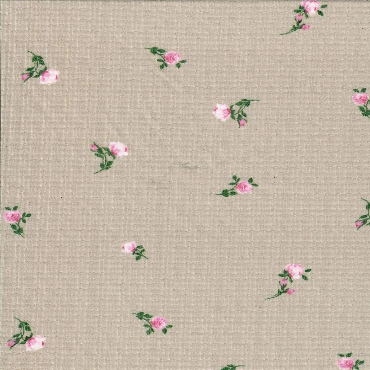 Ditsy Daisy Pointelle Rib Knit Fabric - KNT3359-MS11372 - TAUPE