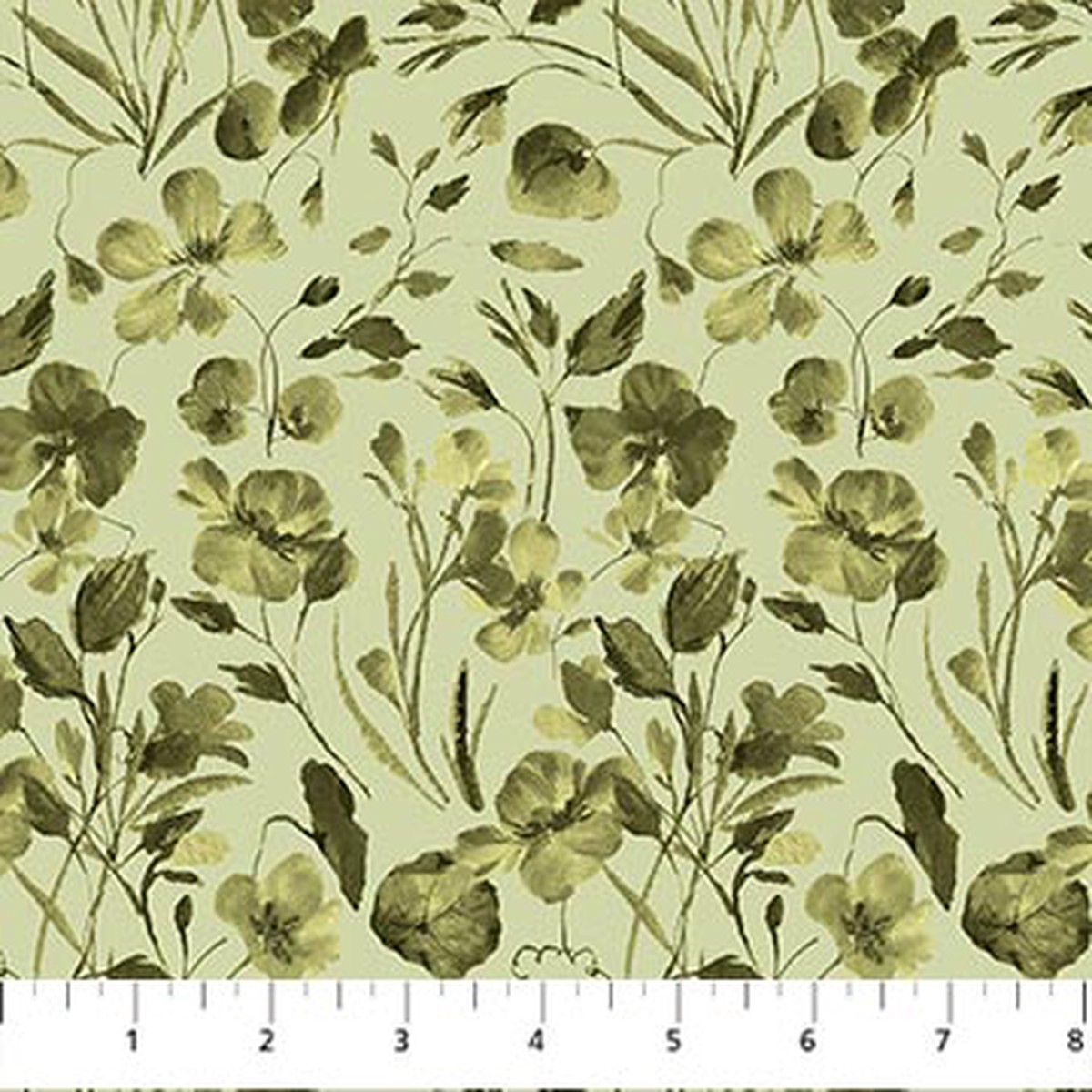 Green Vines Flourish Cotton 44"/45" Fabric Per Yard
