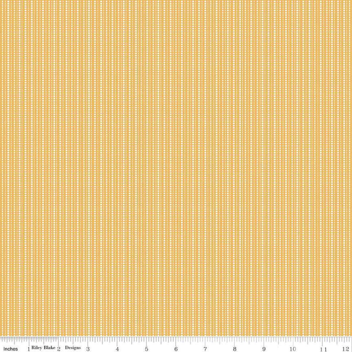 SALE Juju's Petals Stripes C16615 Yellow - Riley Blake Designs - Thin Lines Dots - Quilting Cotton Fabric