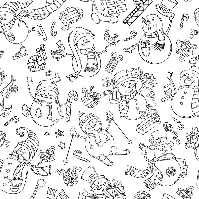 Snowmen Doodles Fabric