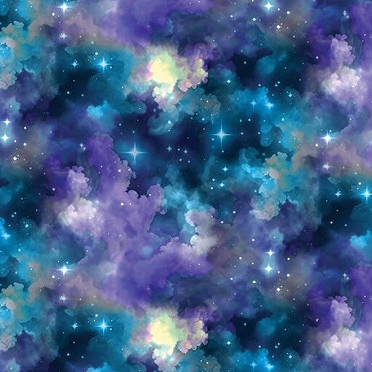 Benartex - Celestial Skies - Light Show Sky - Blue/Purple