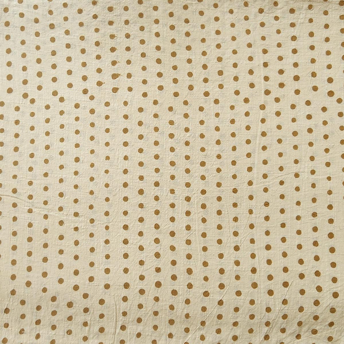 Pure slub Cotton Ajrak Cream With Dots Hand Block Print Fabric