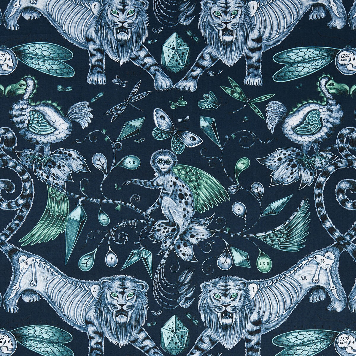 CLARKE AND CLARKE - EXTINCT- NAVY - Fabric by the Yard