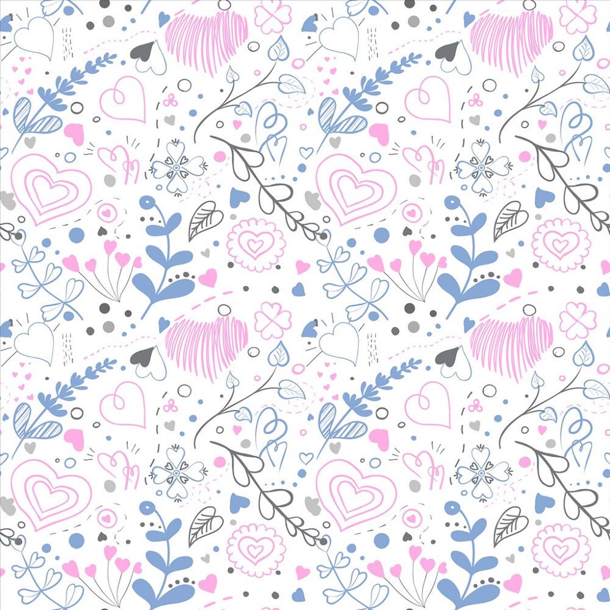 Sketched Botanicals Hearts Fabric