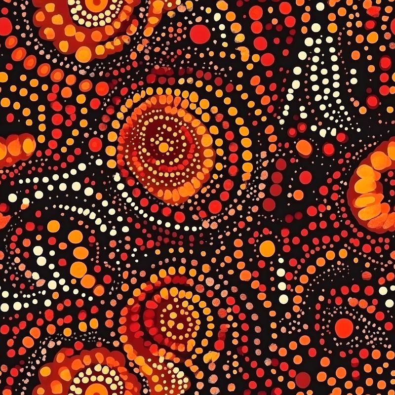 Aboriginal Circles and Dots Pattern 16 Quilting Cotton Fabric