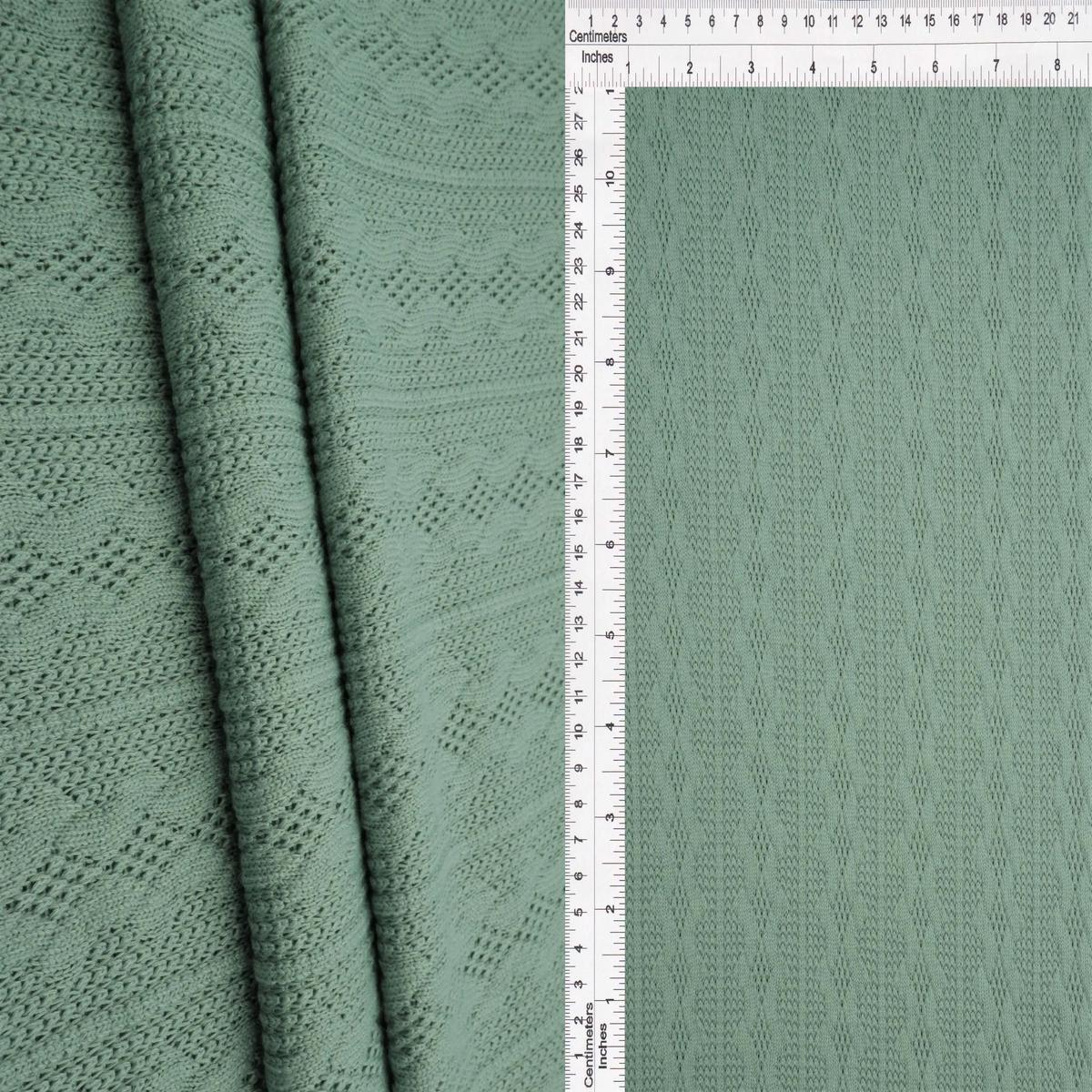 Jacquard Cable Knit Sweater Fabric - KNT4422 - SAGE DUSTY